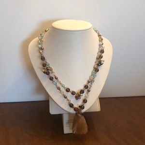 Layered stone and beaded necklace